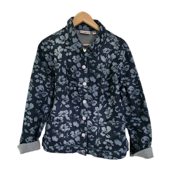 Quacker‎ Factory Floralicious Snap Front Jacket 681255 Medium - Picture 2 of 16